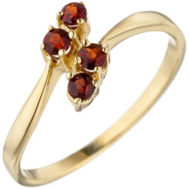 RASK sh033060 2 stens ring 9K guld 375 Granater