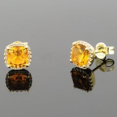Øreringe med Citrin og diamanter 14K guld - 289768019