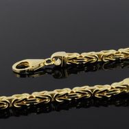 Armbånd 19cm, 4mm, Kongekæde, Byzantinsk kæde, Forgyldt Sølv - wm-7530