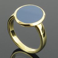 Herrering ringskinne 2,6-4mm poleret, sten 14x12mm 14K guld - wm-68250