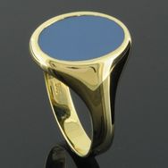 Herrering ringskinne 3,8-6,7mm poleret, sten 13,8x11,4mm 14K guld - wm