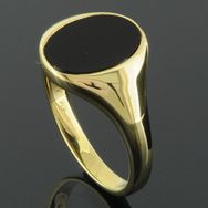 Herrering ringskinne 3-5,3mm poleret, onyx 12,9x9,7mm 14K guld - wm-68