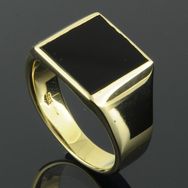 Herrering ringskinne 4,4-10mm poleret, onyx 12,5x12,5mm 14K guld - wm-
