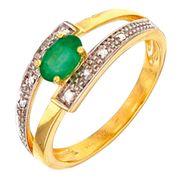 RASK LA Guldring Smaragd og diamanter 39114552