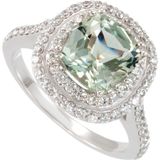 RASK ST Grøn Quartz & Diamanter Dobbelt Halo-Style Ring
