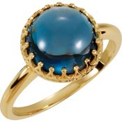 RASK Smykker London Blue Topaz Krone Ring 14K Guld st-71560