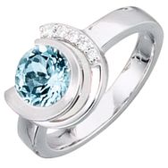 RASK sh-line 032010 Aquamarin ring 14K hvidguld 5 diamanter