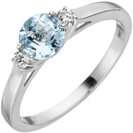RASK sh-line 032040 Aquamarin ring 14K hvidguld 2 diamanter