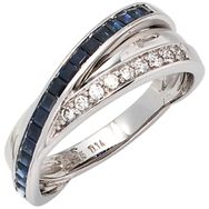 RASK sh-line 038140 Safir ring 14K hvidguld 17 safirer 9 diamanter