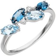 RASK sh-line 040070 Topaz ring 14K hvidguld 2 diamanter