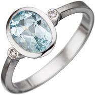 RASK sh-line 506650 Aquamarin ring 14K hvidguld 2 diamanter