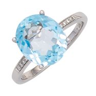 RASK sh-line 507170 Topaz ring 14K hvidguld 8 diamanter