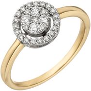 RASK sh005040 Cluster ring 9,1mm 14K bicolor guld 585, Diamanter 0.32c