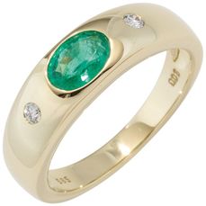 RASK sh039190 Three stone ring 14K guld 585 0.06ct. W-SI + Smaragd