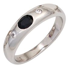 RASK sh517450 Three stone ring Sølv Zirkonia cz. + Safir