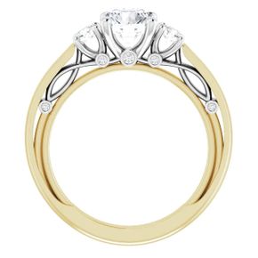 RASK st123373 3 stone ring i 2 farvet guld gult-Hvidt