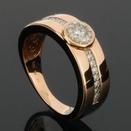 RASK wm145119019 Cluster ring 6,8mm, 14K rødguld 585, Diamanter 0.31ct