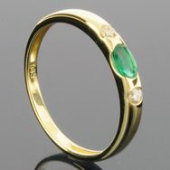 RASK wm160614019 Three stone ring 14K guld 585 0.10ct. W-SI + Smaragd 