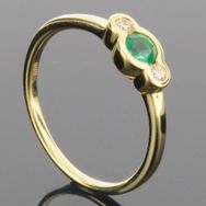 RASK wm160615019 Three stone ring 14K guld 585 0.08ct. W-SI + Smaragd 