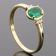 RASK wm160617019 Three stone ring 14K guld 585 0.02ct. W-SI + Smaragd 