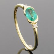 RASK wm160620019 Three stone ring 14K guld 585 0.02ct. W-P1 + Smaragd 