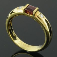 RASK wm161555019 Three stone ring 14K guld 585 0.10ct. TW-SI + Rubin 4