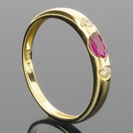 RASK wm161623019 Three stone ring 14K guld 585 0.10ct. W-SI + Rubin 5x
