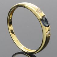 RASK wm162690019 Three stone ring 14K guld 585 0.10ct. W-SI + Safir 5x