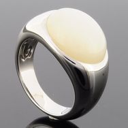 RASK wm746558019 Cabochon ring, 10,4g Sølv, Maanesten, skinne 4,7-12,5