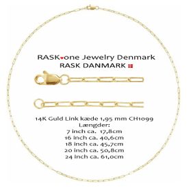 RASK 14K guld Link kæde 1,95mm, halskæde, armbånd, guldkæde