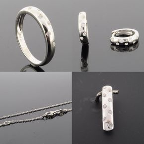 SiS-06 - Sølv, Ring, Creoler, Vedhæng og kæde - Zirkonia