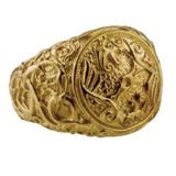 RASK V.K.N.G. Odin Raven Symbol Urnes Style Gold Ring