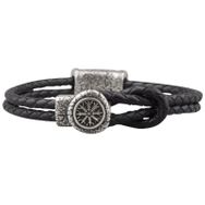 BP031HELM OF AWE CLASP LEATHER BRACELET SILVERED