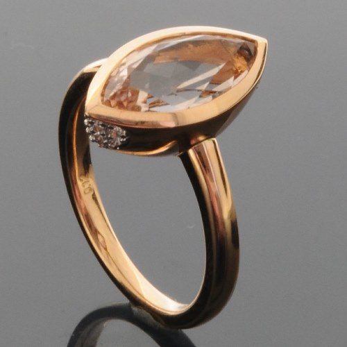 RASK wm 165476019 Ring med Morganit 14x7mm og Diamanter W-SI 0.12ct. i