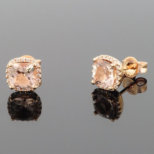 RASK wm 289764019 Øreringe med 2 Morganit 6x6mm og Diamanter W-SI 0.11